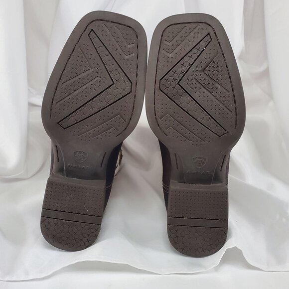 Ariat Kids' Sorting Pen Western Boots Leather Western Boots US 2.5 Brown & White - Picture 12 of 13